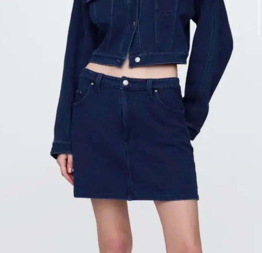 Gap 2025 French Terry Denim Skirt Dark Wash Indigo Large Tall